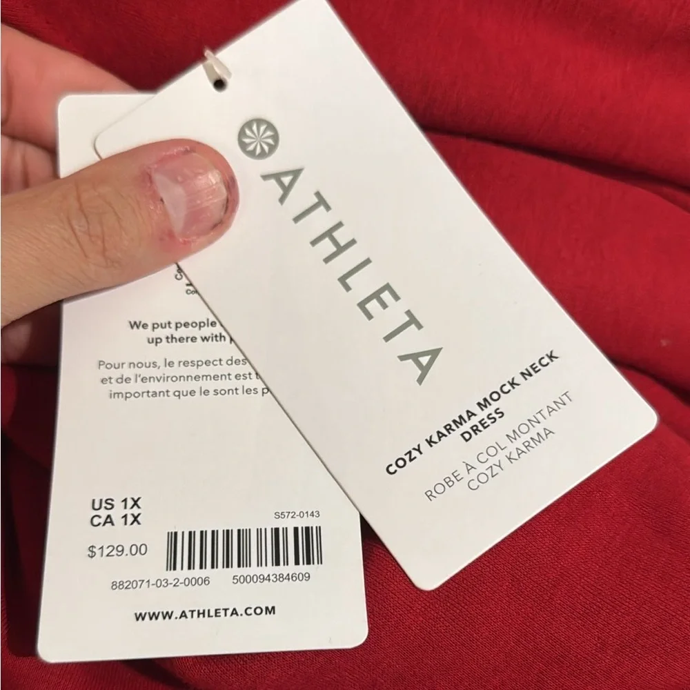 Athleta Cozy Karma Mock Neck Dress // Candy Red